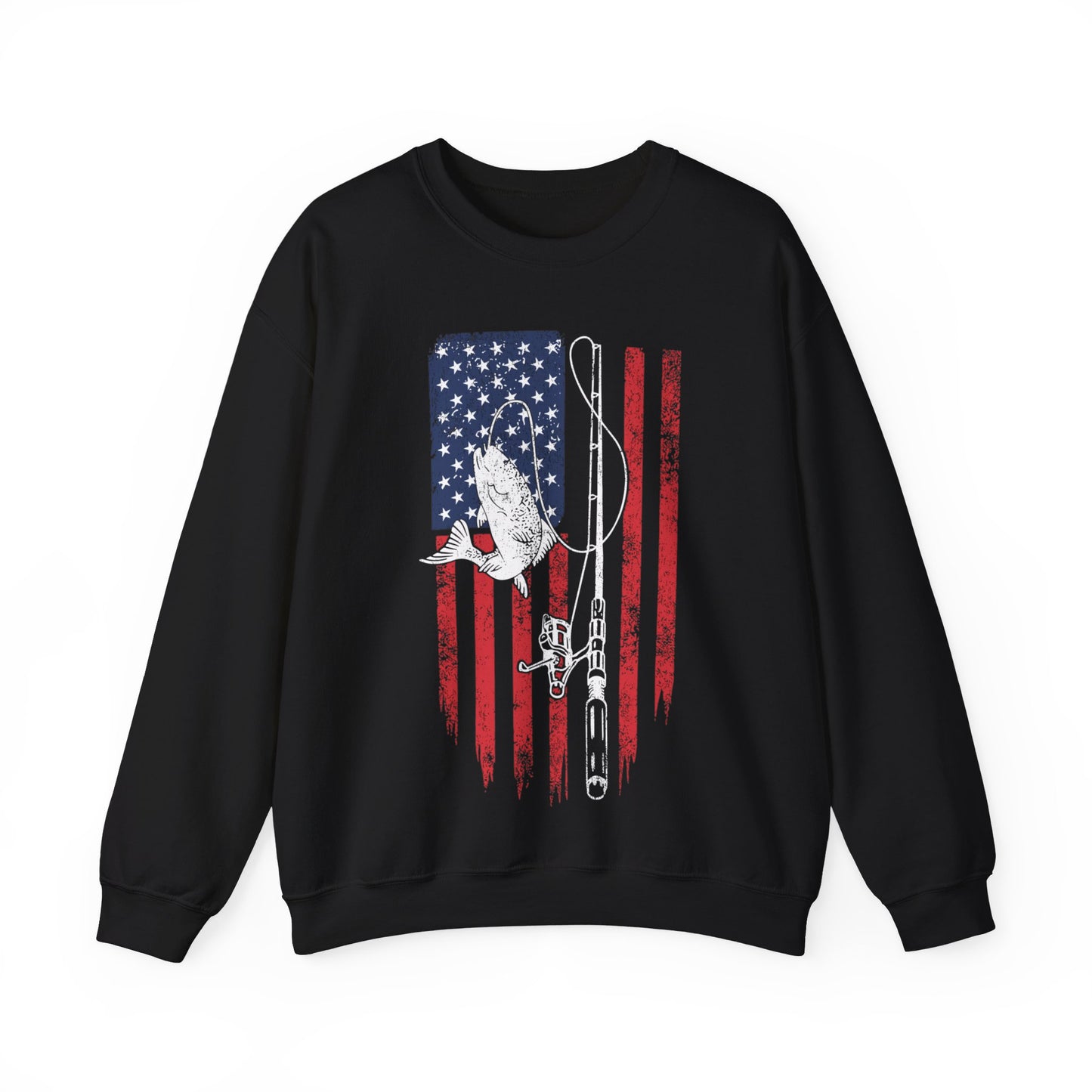 American Flag Fishing Crewneck Sweatshirt