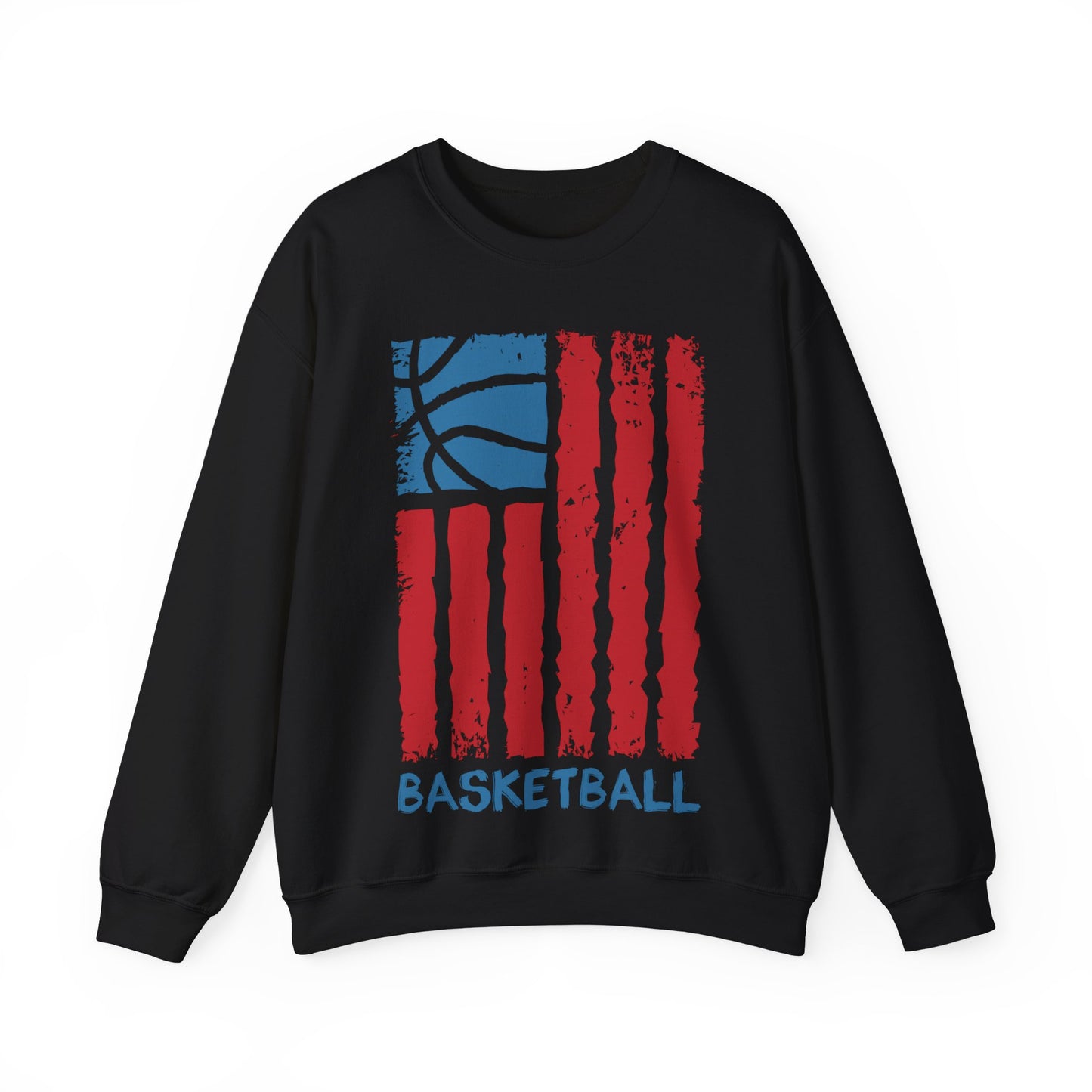Basketball American Flag Crewneck Sweatshirt, Patriotic USA Basketball Graphic Pullover, Sports Fan Athletic Sweatshirt, Game Day Casual Unisex Crewneck, Gift for Men Women