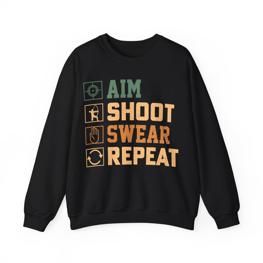 Aim Shoot Swear Repeat Crewneck Sweatshirt