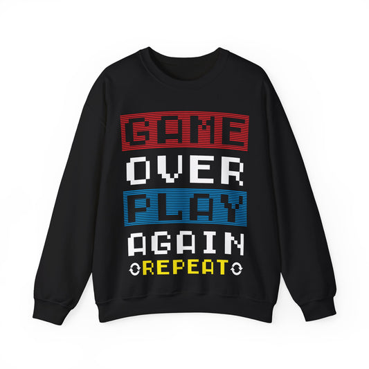 Game Over Play Again Repeat Crewneck Sweatshirt